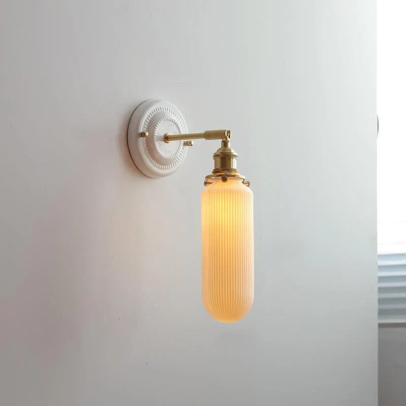 Wall Sconce Glazed Ceramic & Brass Hardwired