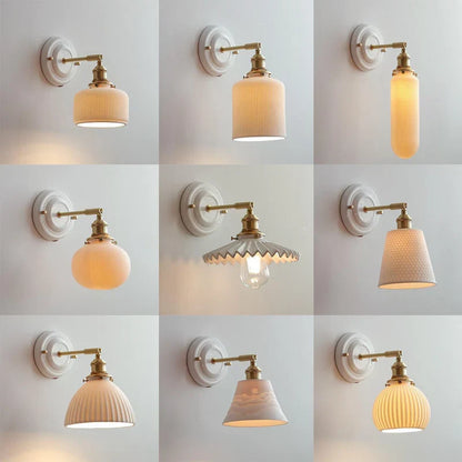 Wall Sconce Glazed Ceramic & Brass Hardwired