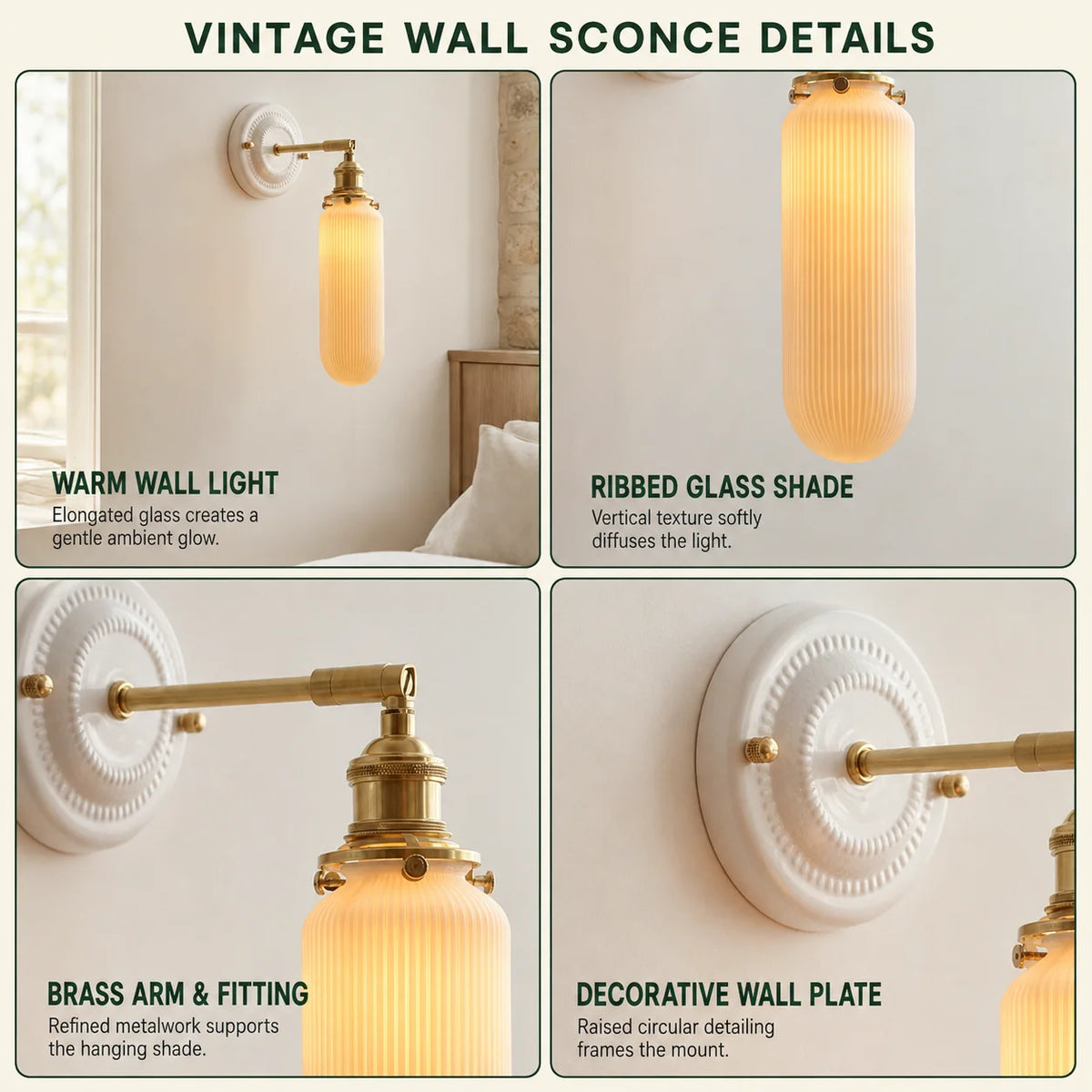 Wall Sconce Glazed Ceramic & Brass Hardwired