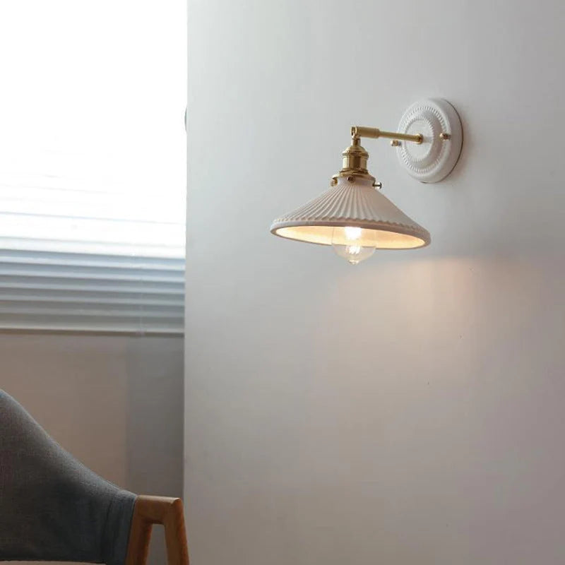 Wall Sconce Glazed Ceramic & Brass Hardwired