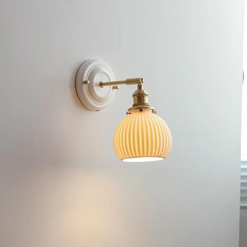 Wall Sconce Glazed Ceramic & Brass Hardwired