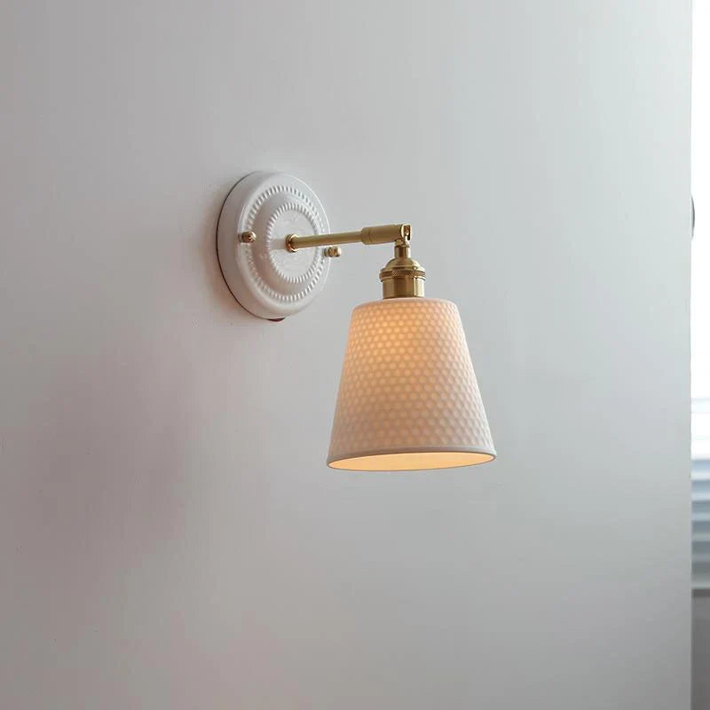 Wall Sconce Glazed Ceramic & Brass Hardwired