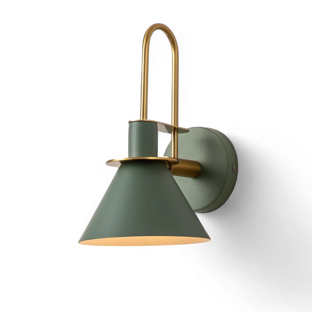 Wall Sconce Metal Cone Shade Curved Arm Downward Focused
