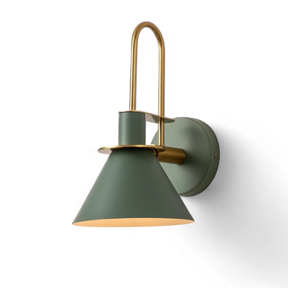 Wall Sconce Metal Cone Shade Curved Arm Downward Focused