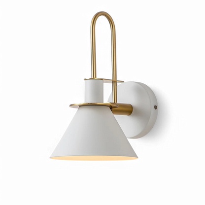 Wall Sconce Metal Cone Shade Curved Arm Downward Focused