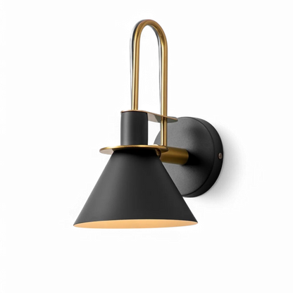 Wall Sconce Metal Cone Shade Curved Arm Downward Focused