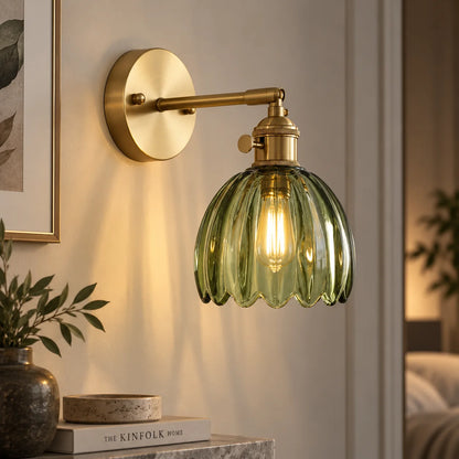 Wall Sconce Petal Glass Shade Brass Mount