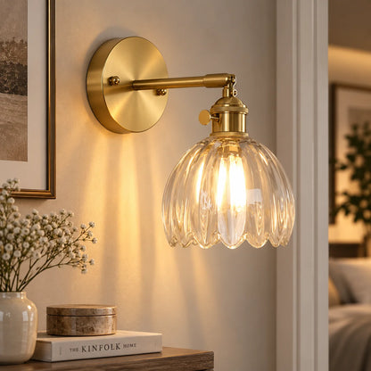 Wall Sconce Petal Glass Shade Brass Mount