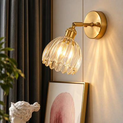 Wall Sconce Petal Glass Shade Brass Mount