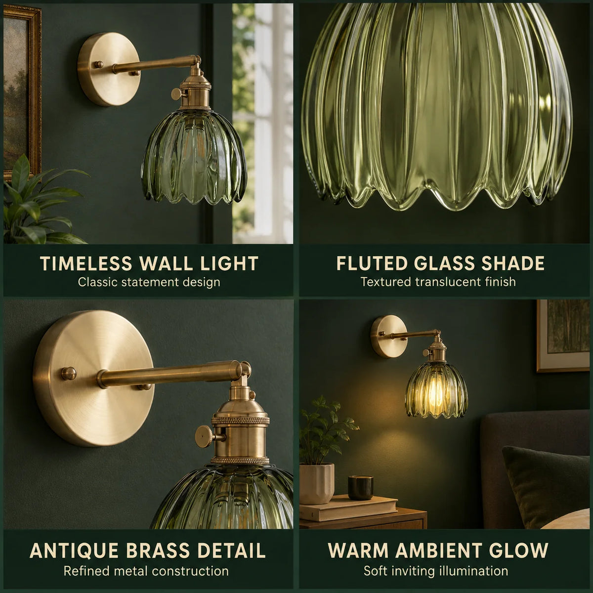 Wall Sconce Petal Glass Shade Brass Mount
