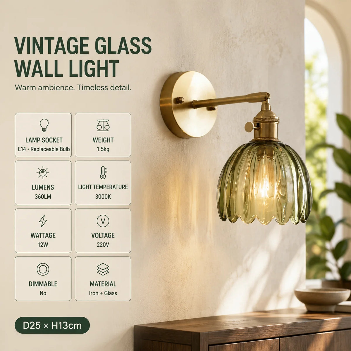 Wall Sconce Petal Glass Shade Brass Mount