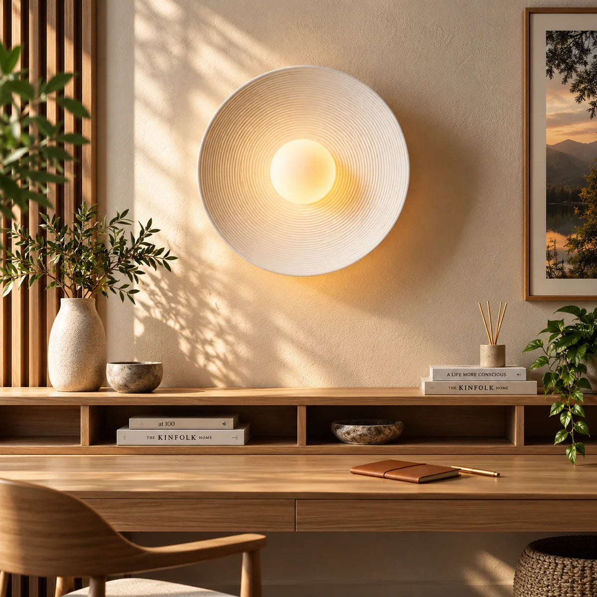 Wall Sconce Sand-Textured Resin Indirect Light