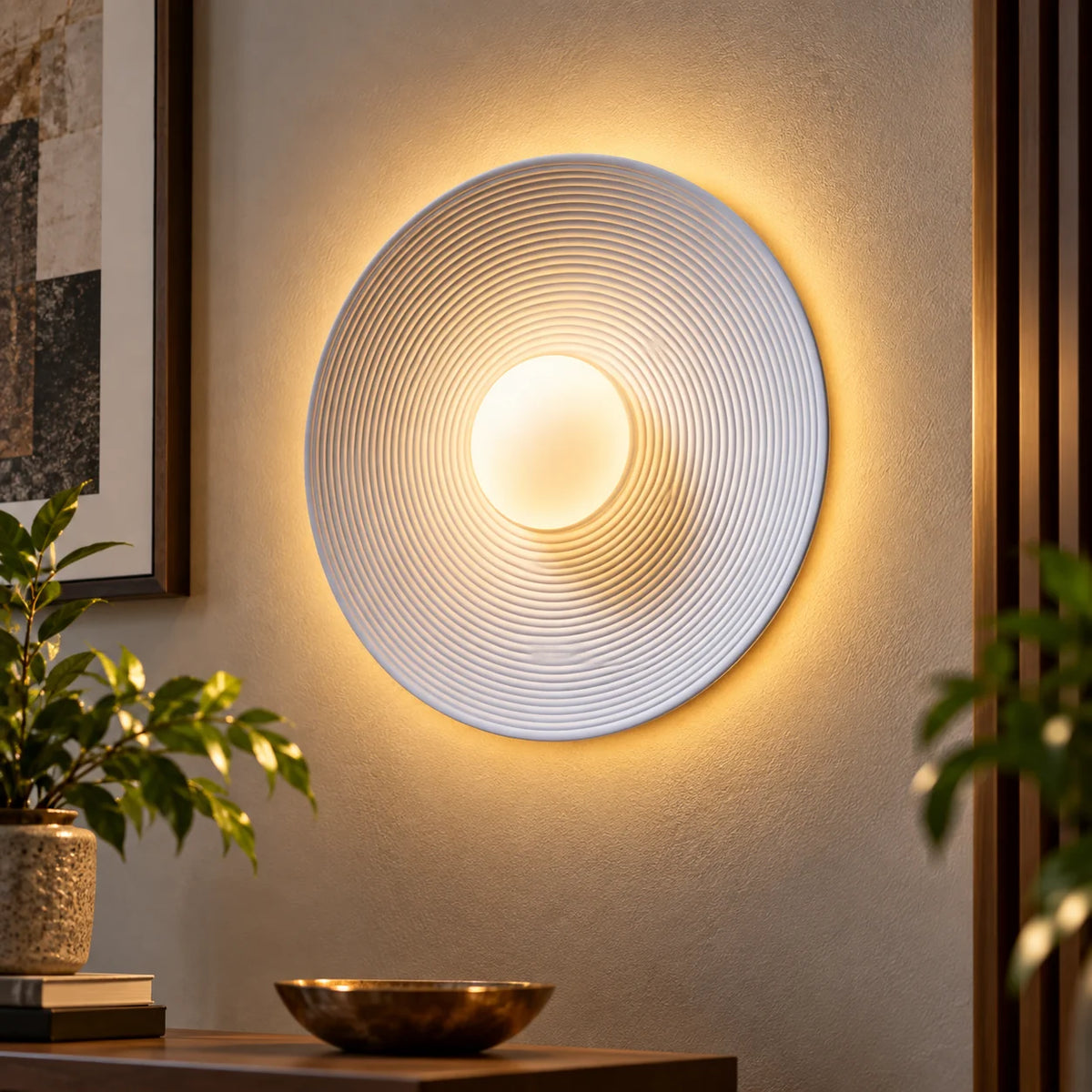 Wall Sconce Sand-Textured Resin Indirect Light