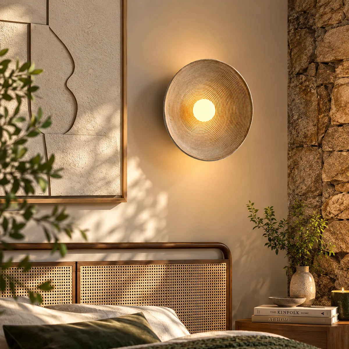 Wall Sconce Sand-Textured Resin Indirect Light