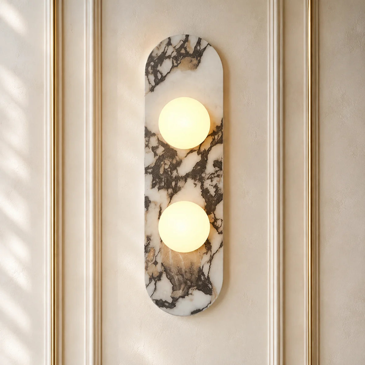 Wall Sconce Solid Marble Opaline Glass Reversible Mount