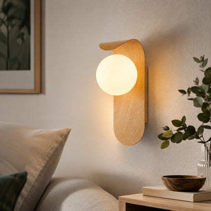 Wall Sconce Wood Frame LED Warm Diffused Light