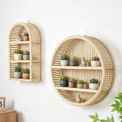Wall Shelf Circular Bamboo Space-Saving