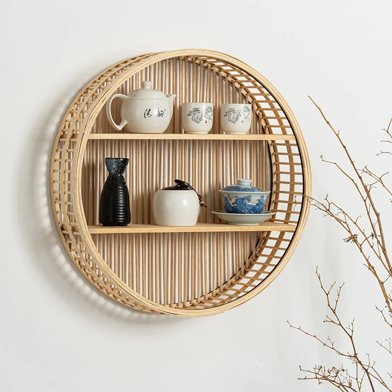 Wall Shelf Circular Bamboo Space-Saving