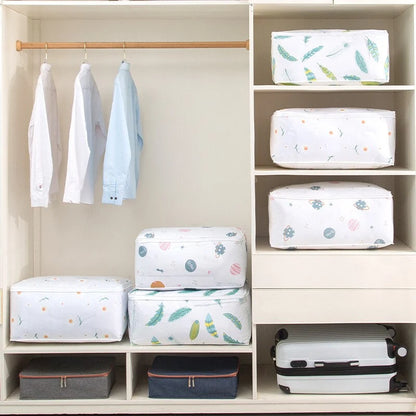 Wardrobe Storage Bag PEVA Large Capacity Zippered Quilt Pocket