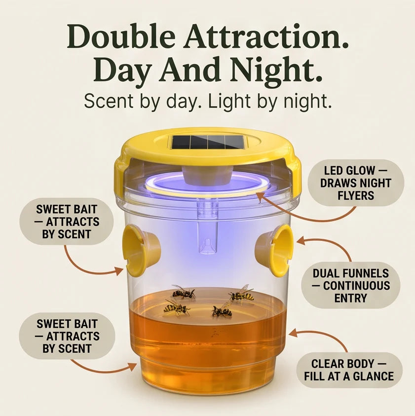 Wasp Trap Solar-Powered LED Hanging Set of 2