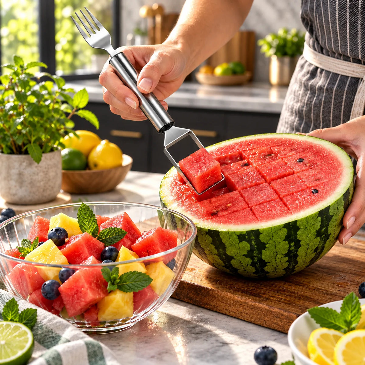 Watermelon Slicer & Serving Fork Stainless Steel