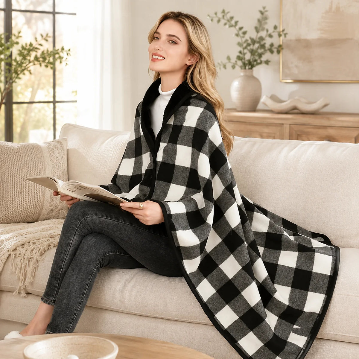 Wearable Blanket Flannel Fleece Snap-Button