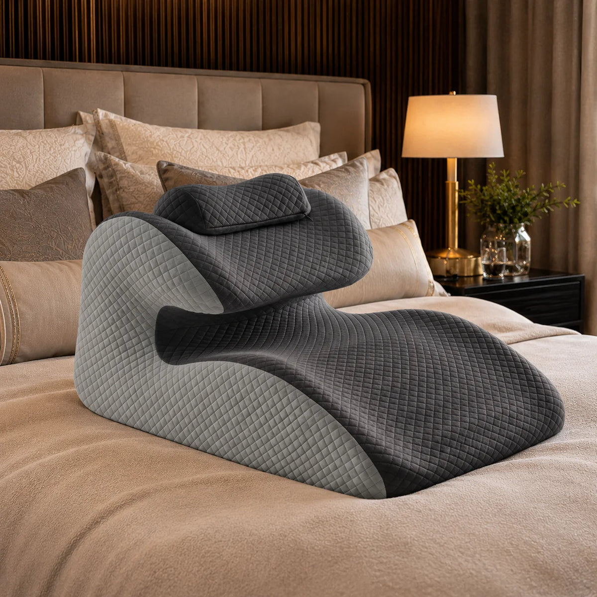 Wedge Backrest Pillow Multi-Zone Support Detachable Headrest