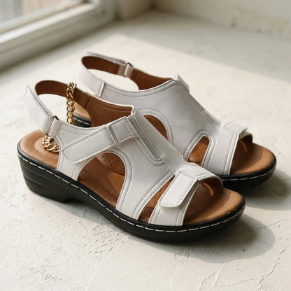 Wedge Sandals Adjustable Hook & Loop Straps Contoured Padded Footbed