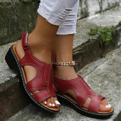 Wedge Sandals Adjustable Hook & Loop Straps Contoured Padded Footbed