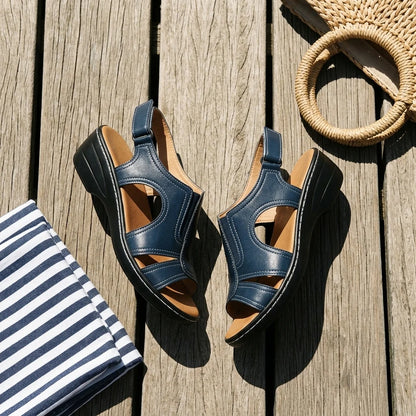 Wedge Sandals Adjustable Hook & Loop Straps Contoured Padded Footbed