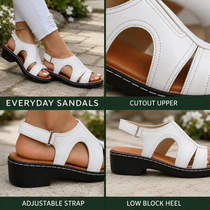 Wedge Sandals Adjustable Hook & Loop Straps Contoured Padded Footbed