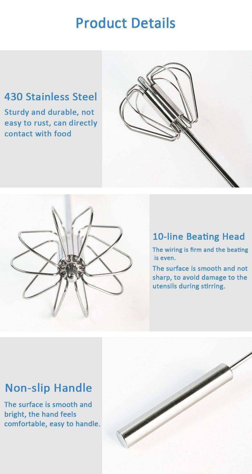 Whisk 430 Stainless Steel Non-Slip Handle