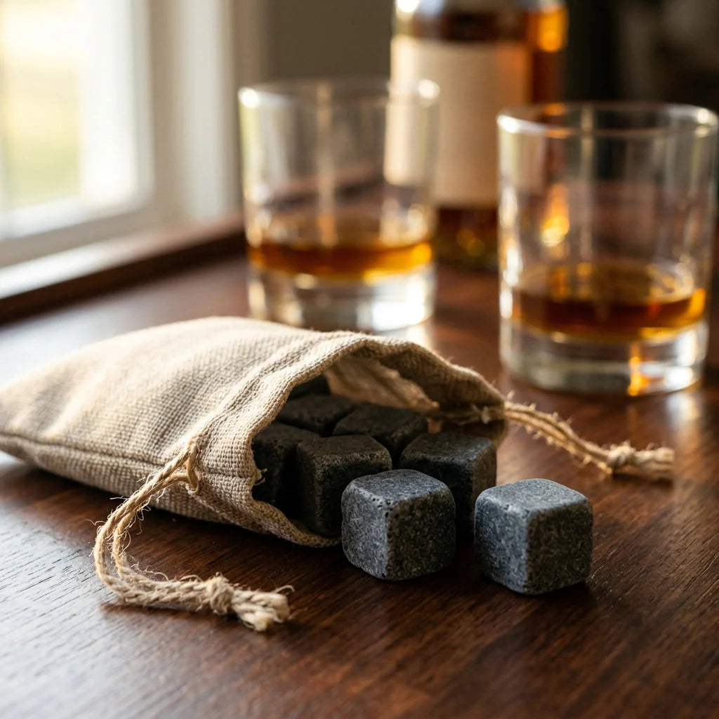 Whiskey Chilling Stones Soapstone Set Of 9 & Pouch