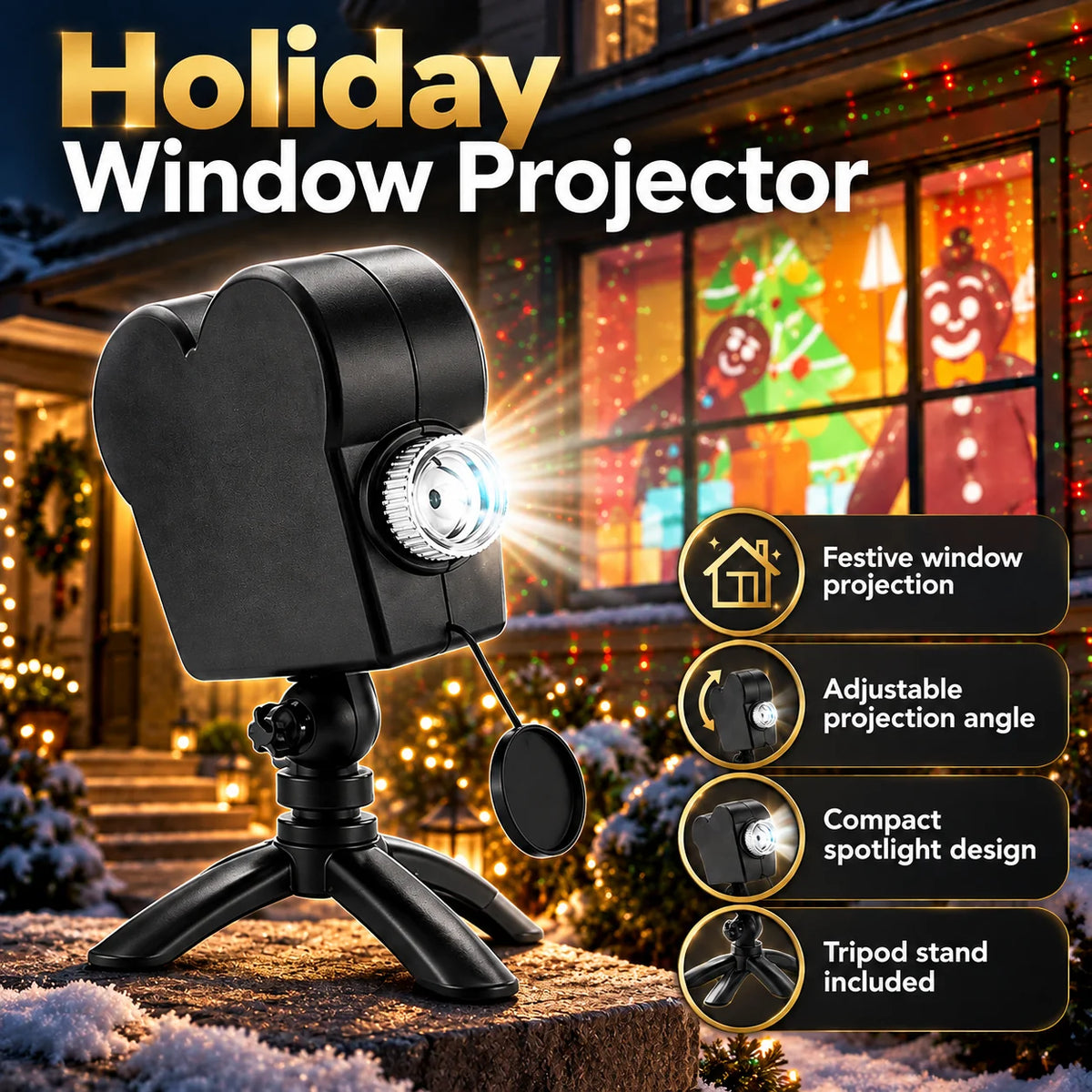 Window Projector Animated Holiday Scenes 12 Videos Tripod