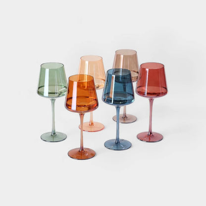 Wine Glasses Multicolor Stemware Set of 6