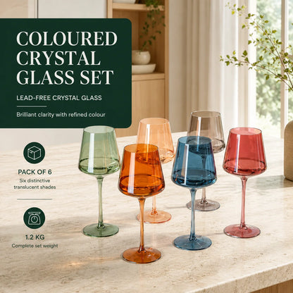 Wine Glasses Multicolor Stemware Set of 6