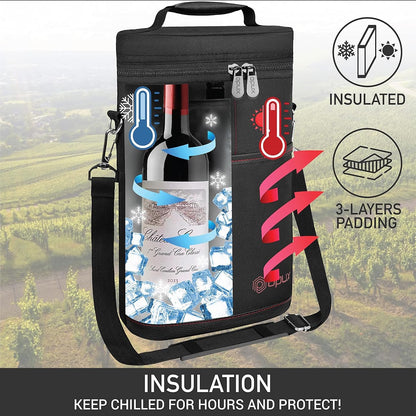 Wine Tote Insulated Leak-Proof Lining & Padded Divider