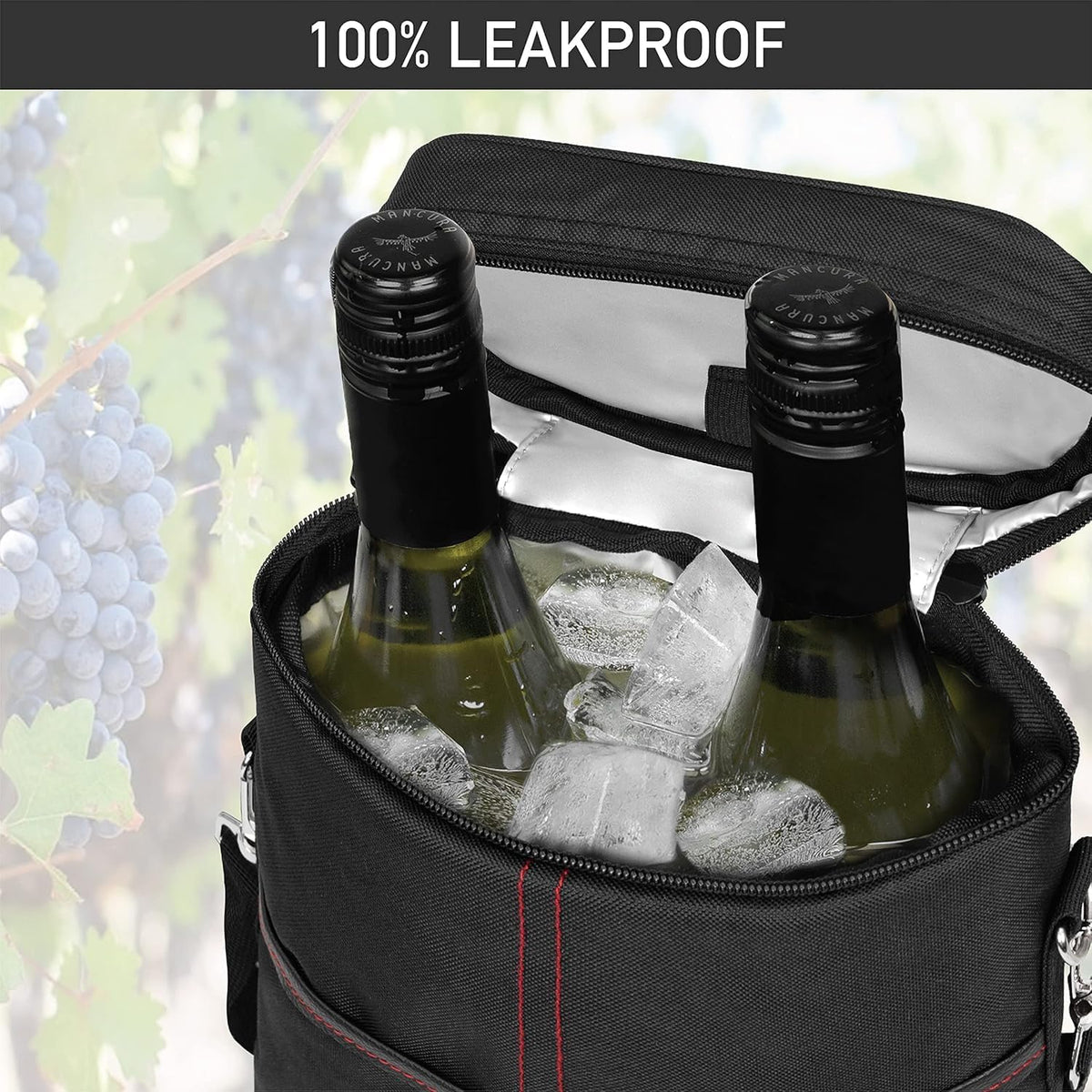 Wine Tote Insulated Leak-Proof Lining & Padded Divider