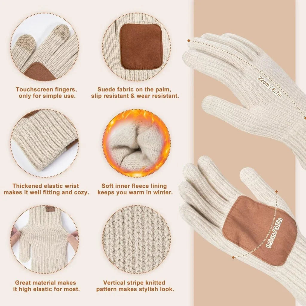 Winter Accessories Set Knitted Touchscreen Gloves 3-Piece