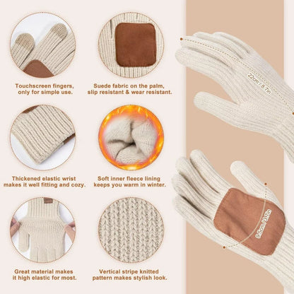 Winter Accessories Set Knitted Touchscreen Gloves 3-Piece