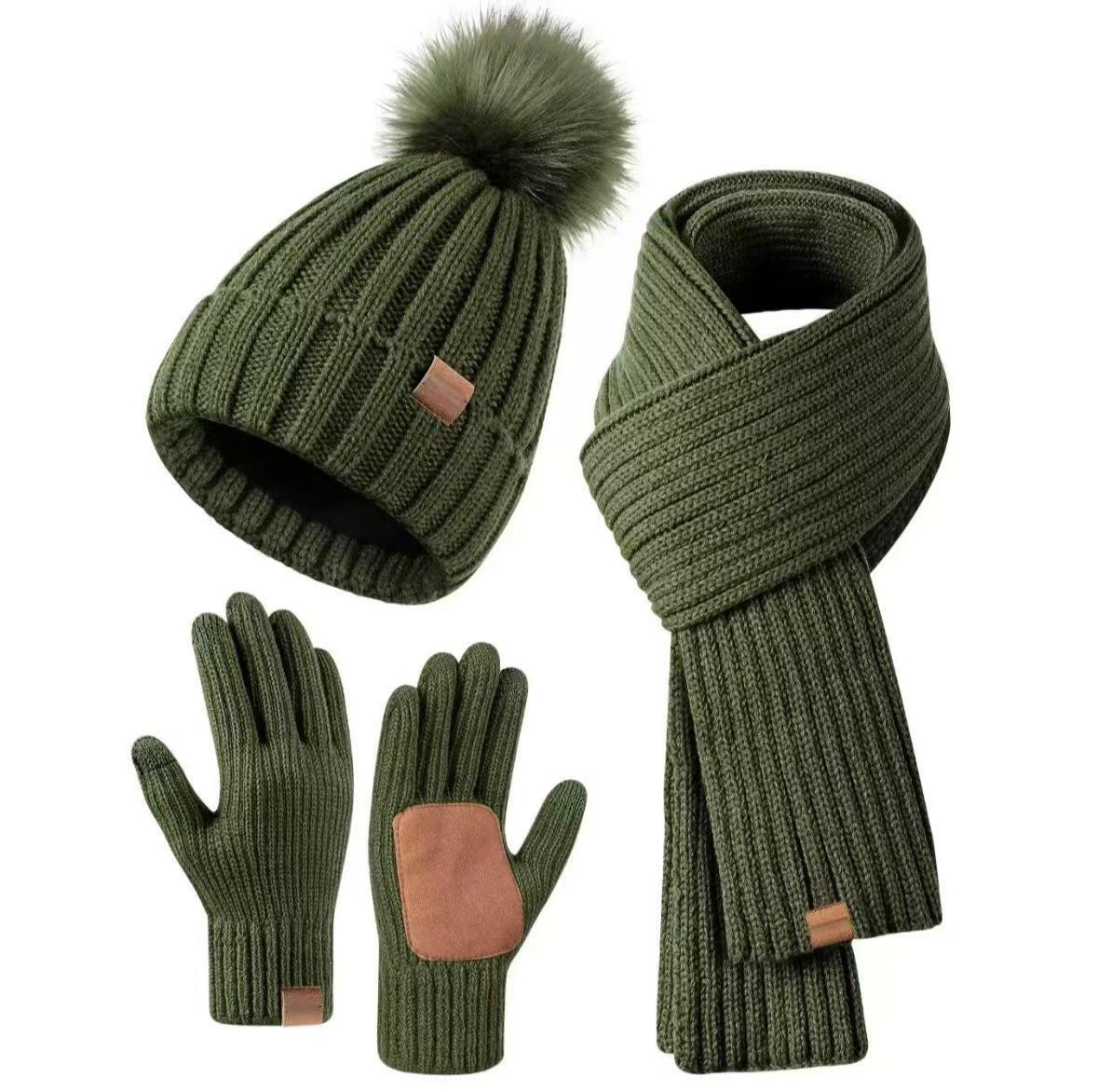 Winter Accessories Set Knitted Touchscreen Gloves 3-Piece