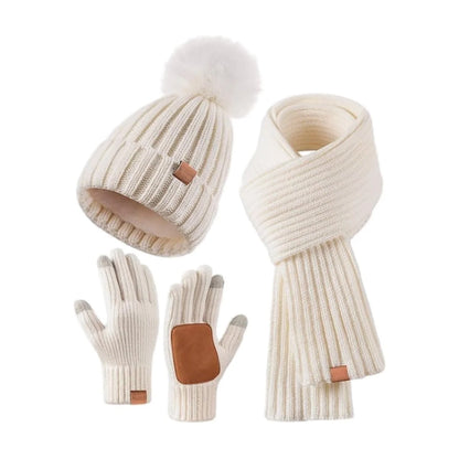 Winter Accessories Set Knitted Touchscreen Gloves 3-Piece