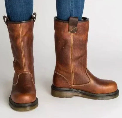 Winter Boots Mid-Calf Slip-On Lined Low Block Heel