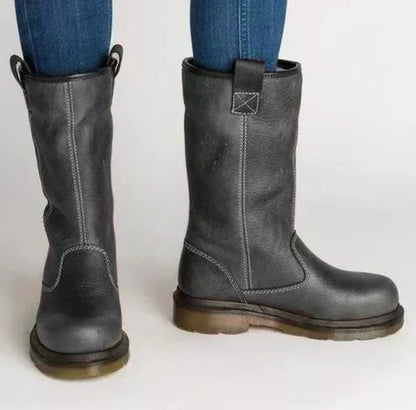 Winter Boots Mid-Calf Slip-On Lined Low Block Heel