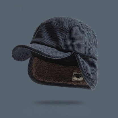 Winter Cap Ribbed Fleece-Lined Ear Flaps