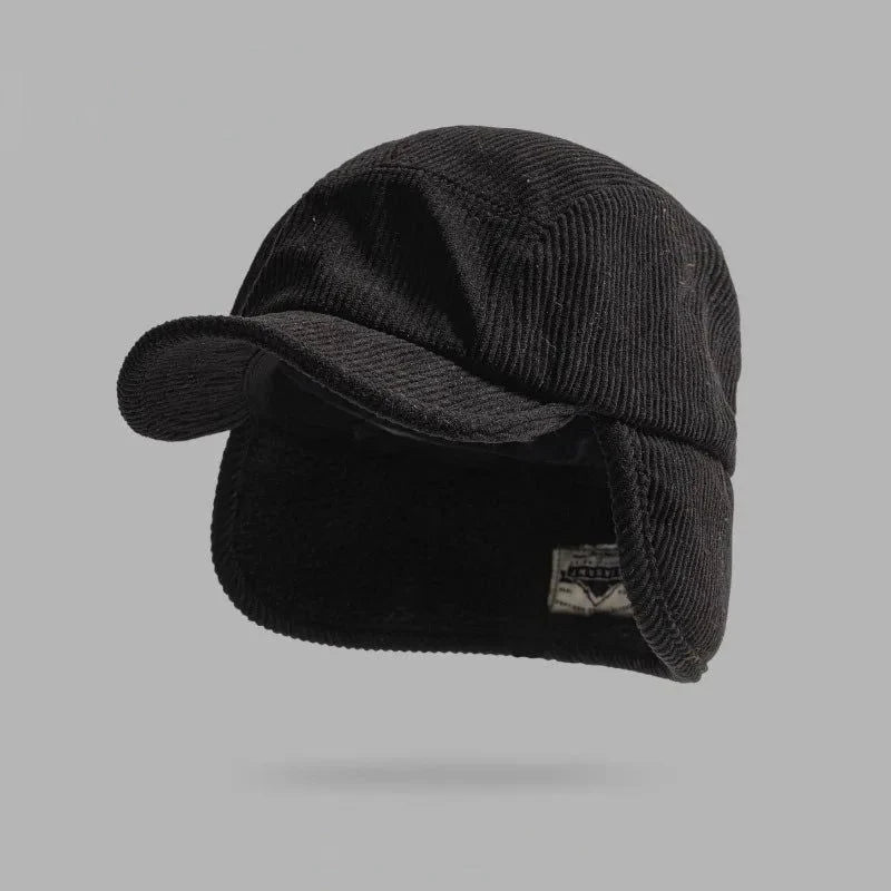 Winter Cap Ribbed Fleece-Lined Ear Flaps