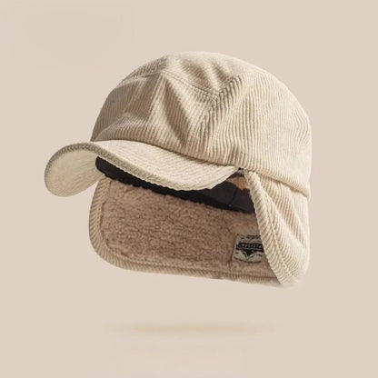 Winter Cap Ribbed Fleece-Lined Ear Flaps