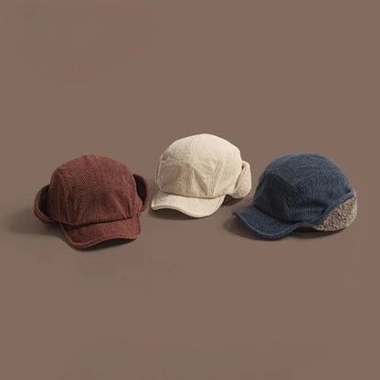 Winter Cap Ribbed Fleece-Lined Ear Flaps