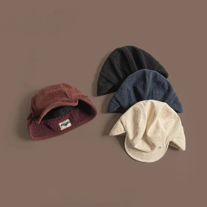 Winter Cap Ribbed Fleece-Lined Ear Flaps