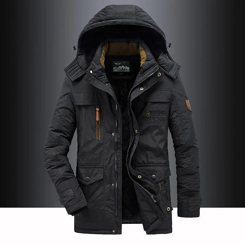 Winter Coat Mid-Length Hooded Detachable Fur Trim